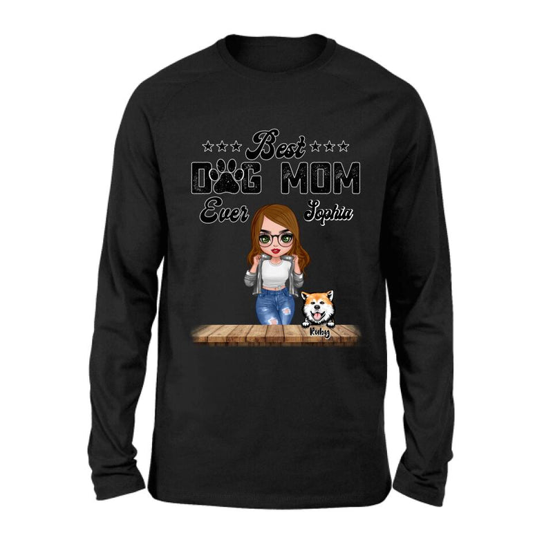 Personalized Dog Mom Front Shirt/Pullover Hoodie - Gifts For Dog Lover With Up to 4 Dogs - Best Dog Mom Ever