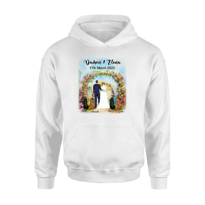 Custom Personalized Wedding T-shirt - Wedding Gift For Couple - Upto 4 Dogs