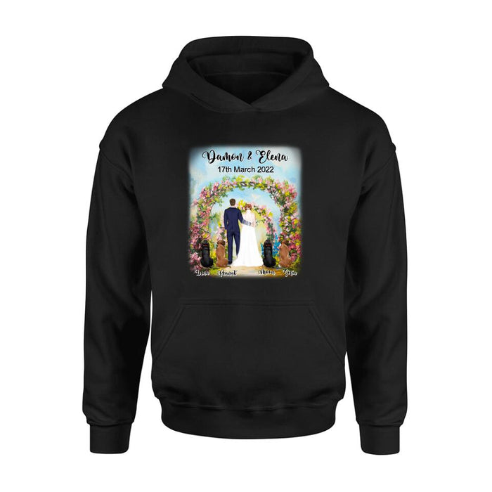 Custom Personalized Wedding T-shirt - Wedding Gift For Couple - Upto 4 Dogs