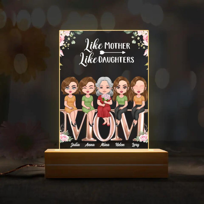 Custom Personalized Mother Acrylic Night Light - Upto 4 Daughters - Gift Idea For Mother's Day - Like Mother Like Daughters