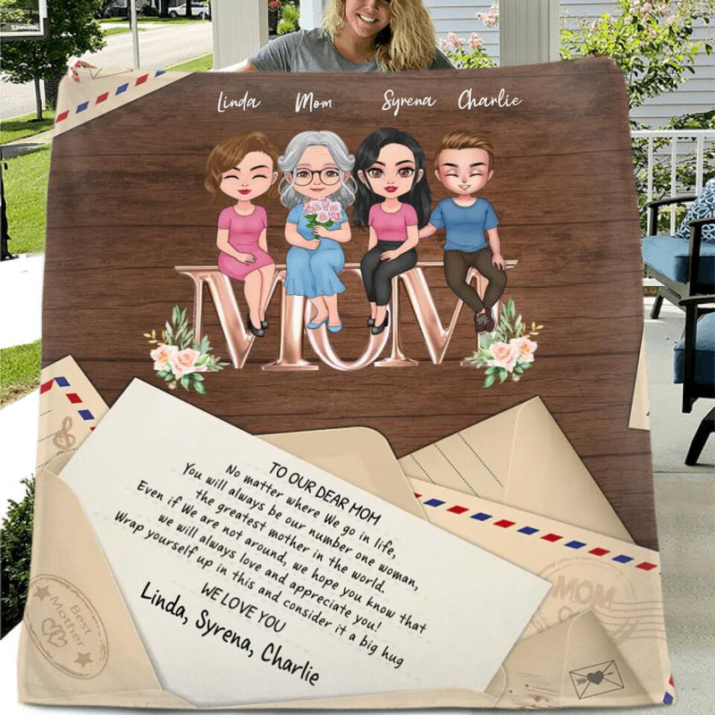 Personalized Mom & Children Quilt/Fleece Throw Blanket - Gift Idea For Mother's Day - Up to 3 Children - You Will Always Be Our Number One Woman