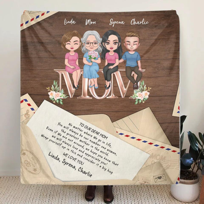 Custom Personalized Mom & Children Quilt/Single Layer Fleece Blanket - Gift Idea For Mother's Day - Upto 3 Children - You Will Always Be Our Number One Woman