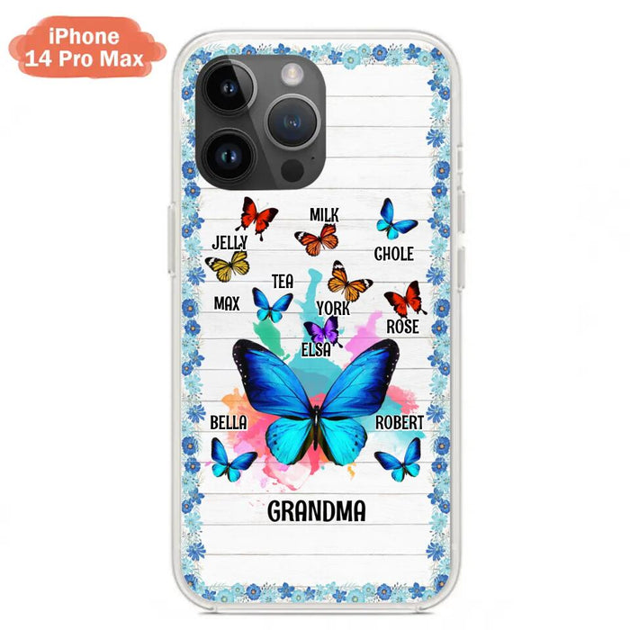 Custom Personalized Butterfly Grandma iPhone/ Samsung Phone Case - Up to 10 Kid's Name - Mother's Day Gift Idea For Grandma