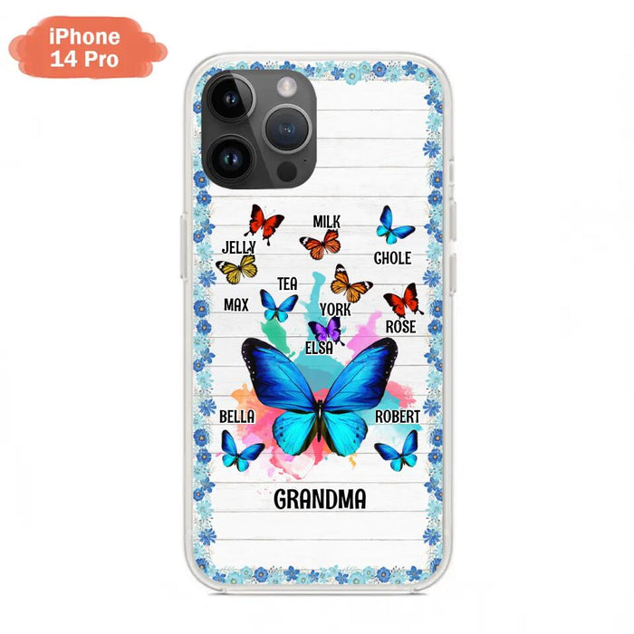 Custom Personalized Butterfly Grandma iPhone/ Samsung Phone Case - Up to 10 Kid's Name - Mother's Day Gift Idea For Grandma