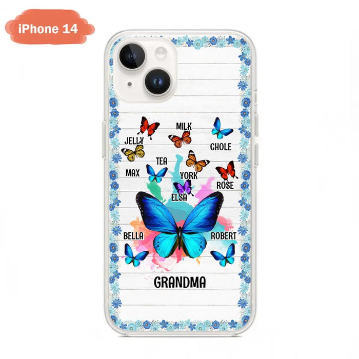 Custom Personalized Butterfly Grandma iPhone/ Samsung Phone Case - Up to 10 Kid's Name - Mother's Day Gift Idea For Grandma