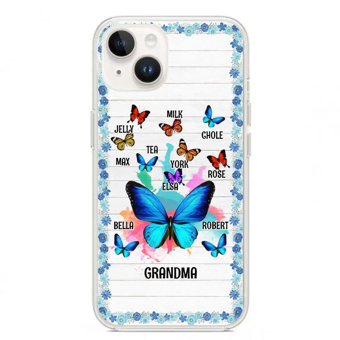 Custom Personalized Butterfly Grandma iPhone/ Samsung Phone Case - Up to 10 Kid's Name - Mother's Day Gift Idea For Grandma