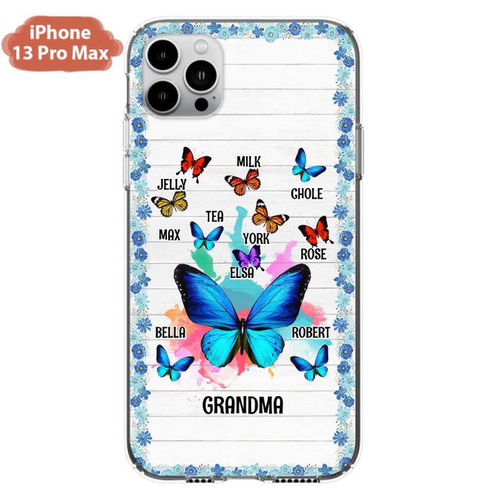 Custom Personalized Butterfly Grandma iPhone/ Samsung Phone Case - Up to 10 Kid's Name - Mother's Day Gift Idea For Grandma