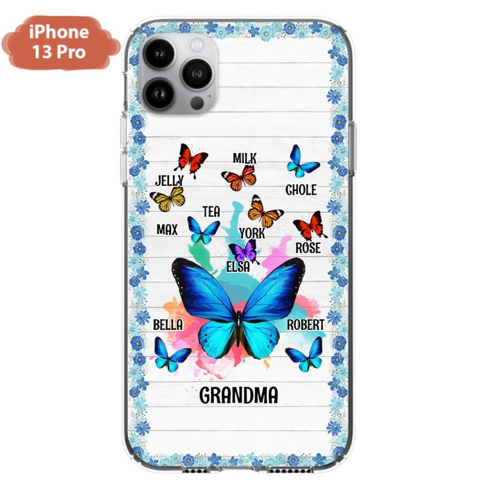 Custom Personalized Butterfly Grandma iPhone/ Samsung Phone Case - Up to 10 Kid's Name - Mother's Day Gift Idea For Grandma