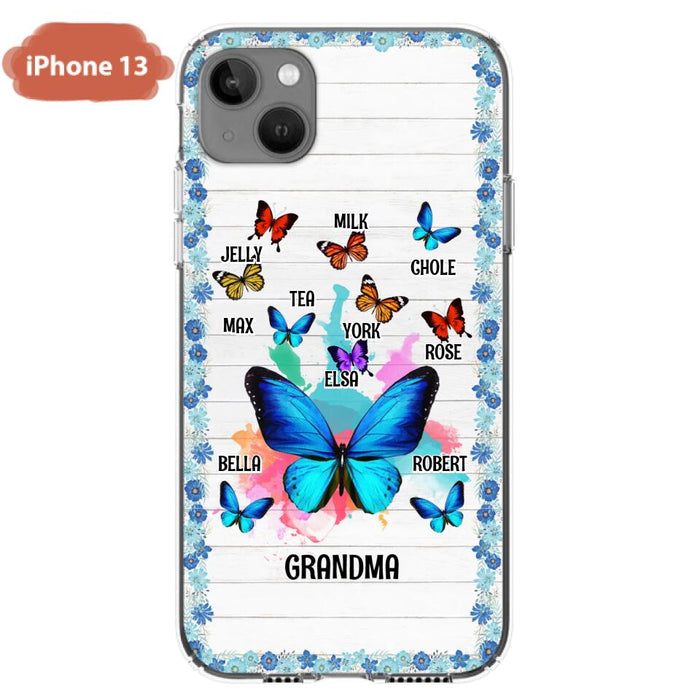 Custom Personalized Butterfly Grandma iPhone/ Samsung Phone Case - Up to 10 Kid's Name - Mother's Day Gift Idea For Grandma