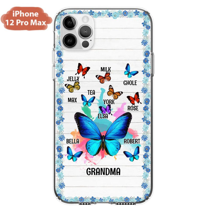 Custom Personalized Butterfly Grandma iPhone/ Samsung Phone Case - Up to 10 Kid's Name - Mother's Day Gift Idea For Grandma