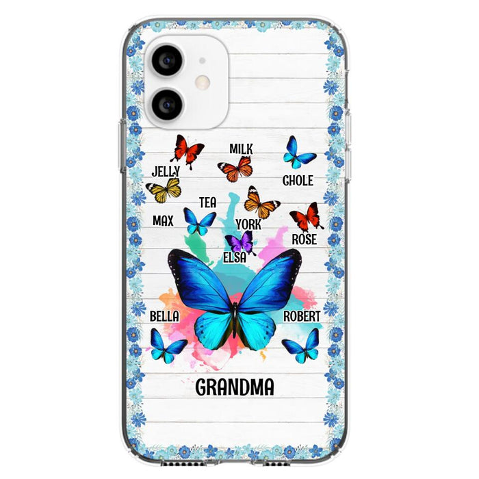 Custom Personalized Butterfly Grandma iPhone/ Samsung Phone Case - Up to 10 Kid's Name - Mother's Day Gift Idea For Grandma