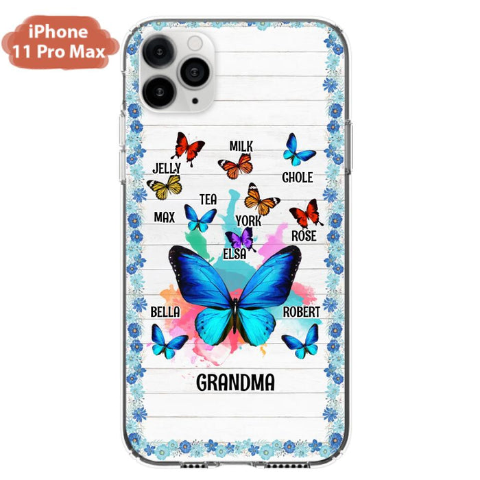 Custom Personalized Butterfly Grandma iPhone/ Samsung Phone Case - Up to 10 Kid's Name - Mother's Day Gift Idea For Grandma