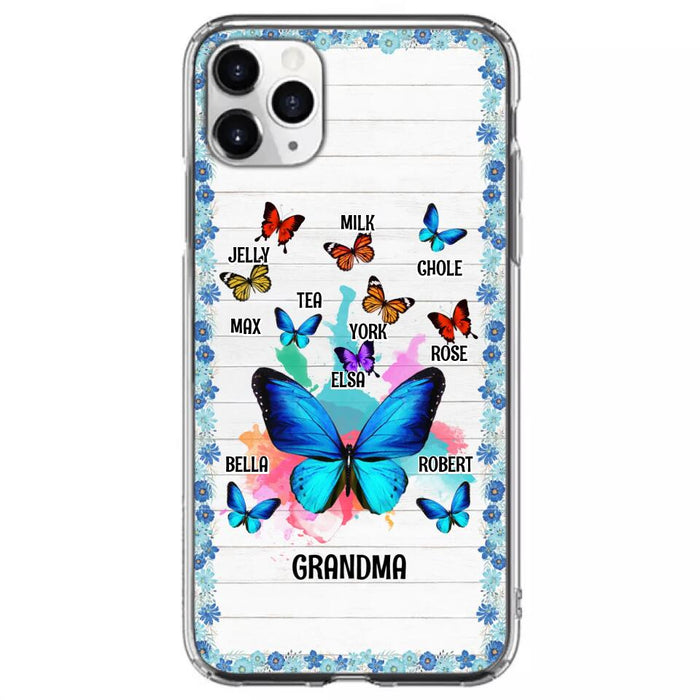 Custom Personalized Butterfly Grandma iPhone/ Samsung Phone Case - Up to 10 Kid's Name - Mother's Day Gift Idea For Grandma