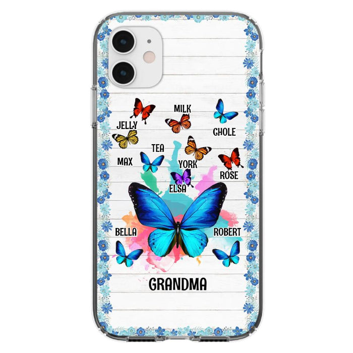 Custom Personalized Butterfly Grandma iPhone/ Samsung Phone Case - Up to 10 Kid's Name - Mother's Day Gift Idea For Grandma