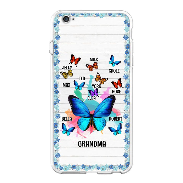 Custom Personalized Butterfly Grandma iPhone/ Samsung Phone Case - Up to 10 Kid's Name - Mother's Day Gift Idea For Grandma