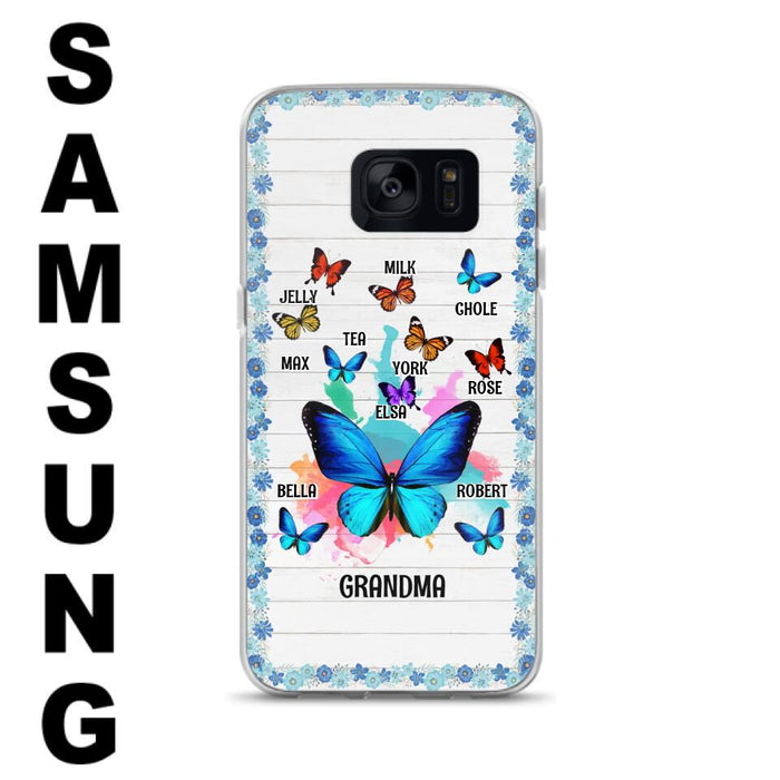 Custom Personalized Butterfly Grandma iPhone/ Samsung Phone Case - Up to 10 Kid's Name - Mother's Day Gift Idea For Grandma