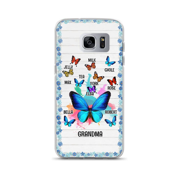 Custom Personalized Butterfly Grandma iPhone/ Samsung Phone Case - Up to 10 Kid's Name - Mother's Day Gift Idea For Grandma