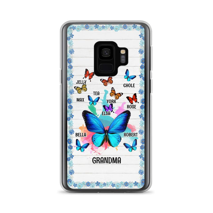 Custom Personalized Butterfly Grandma iPhone/ Samsung Phone Case - Up to 10 Kid's Name - Mother's Day Gift Idea For Grandma