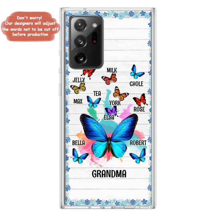 Custom Personalized Butterfly Grandma iPhone/ Samsung Phone Case - Up to 10 Kid's Name - Mother's Day Gift Idea For Grandma