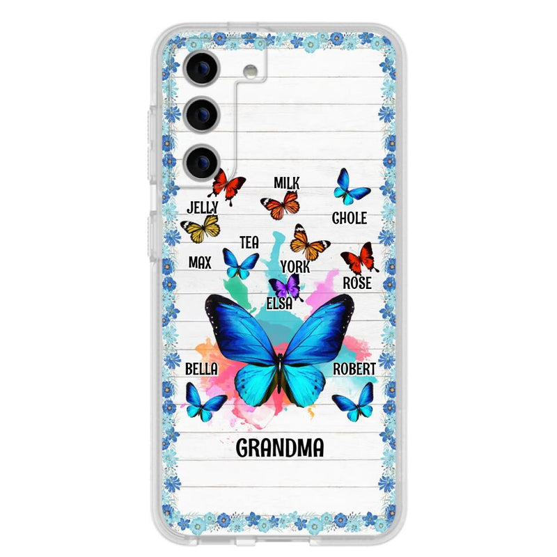 Custom Personalized Butterfly Grandma iPhone/ Samsung Phone Case - Up to 10 Kid's Name - Mother's Day Gift Idea For Grandma
