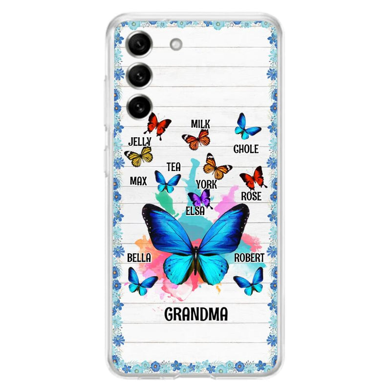 Custom Personalized Butterfly Grandma iPhone/ Samsung Phone Case - Up to 10 Kid's Name - Mother's Day Gift Idea For Grandma