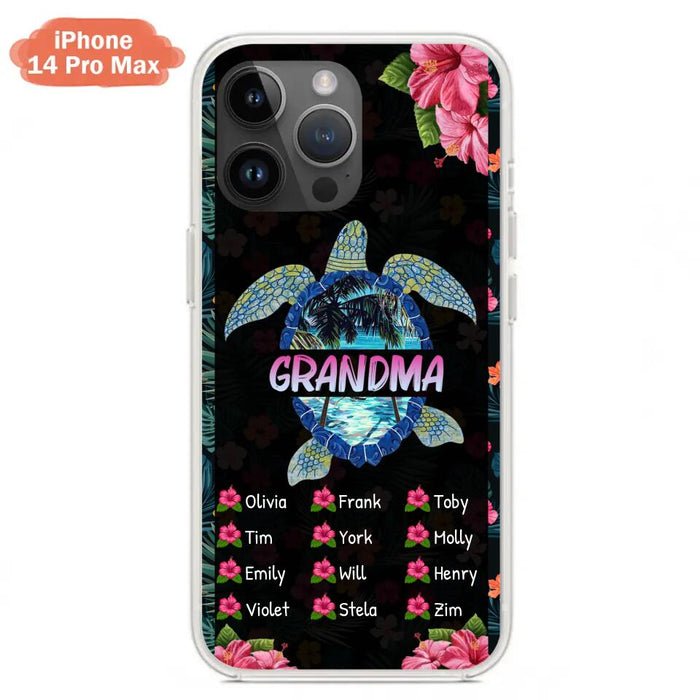 Custom Personalized Turtle Grandma iPhone/ Samsung Phone Case - Up to 12 Kid's Name - Mother's Day Gift Idea For Grandma