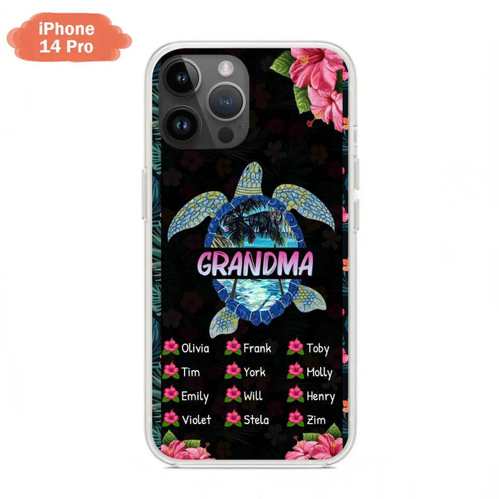 Custom Personalized Turtle Grandma iPhone/ Samsung Phone Case - Up to 12 Kid's Name - Mother's Day Gift Idea For Grandma