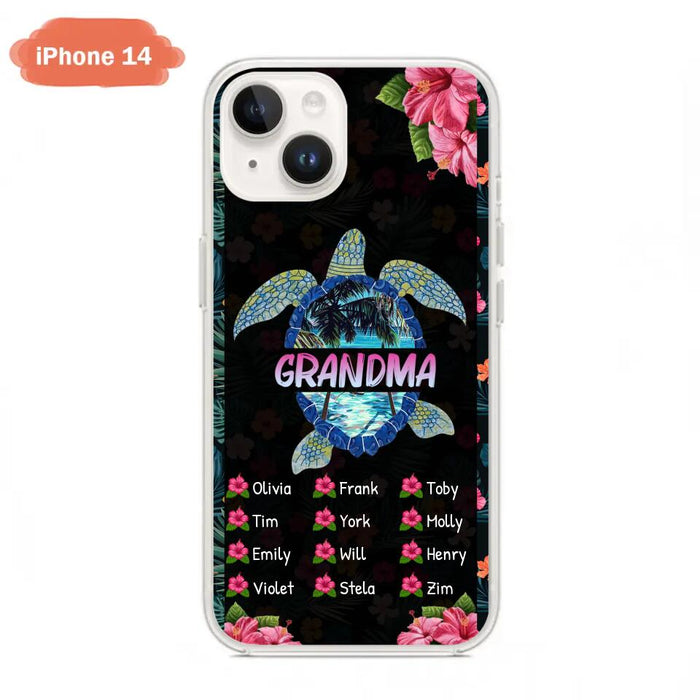 Custom Personalized Turtle Grandma iPhone/ Samsung Phone Case - Up to 12 Kid's Name - Mother's Day Gift Idea For Grandma