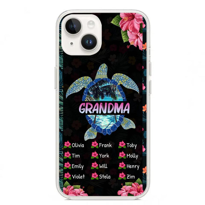 Custom Personalized Turtle Grandma iPhone/ Samsung Phone Case - Up to 12 Kid's Name - Mother's Day Gift Idea For Grandma