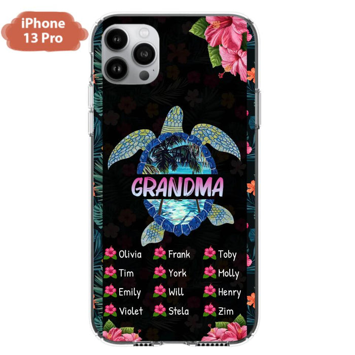 Custom Personalized Turtle Grandma iPhone/ Samsung Phone Case - Up to 12 Kid's Name - Mother's Day Gift Idea For Grandma