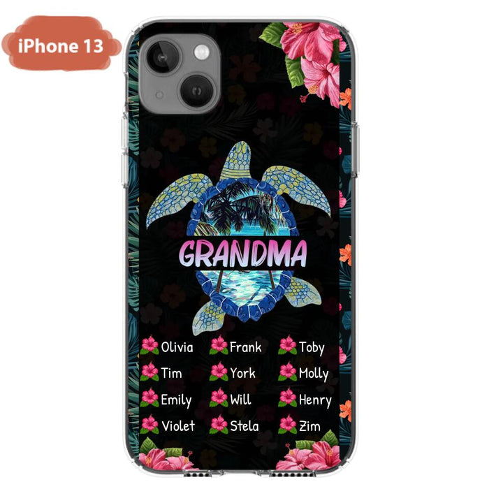 Custom Personalized Turtle Grandma iPhone/ Samsung Phone Case - Up to 12 Kid's Name - Mother's Day Gift Idea For Grandma