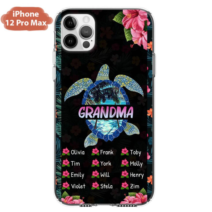 Custom Personalized Turtle Grandma iPhone/ Samsung Phone Case - Up to 12 Kid's Name - Mother's Day Gift Idea For Grandma