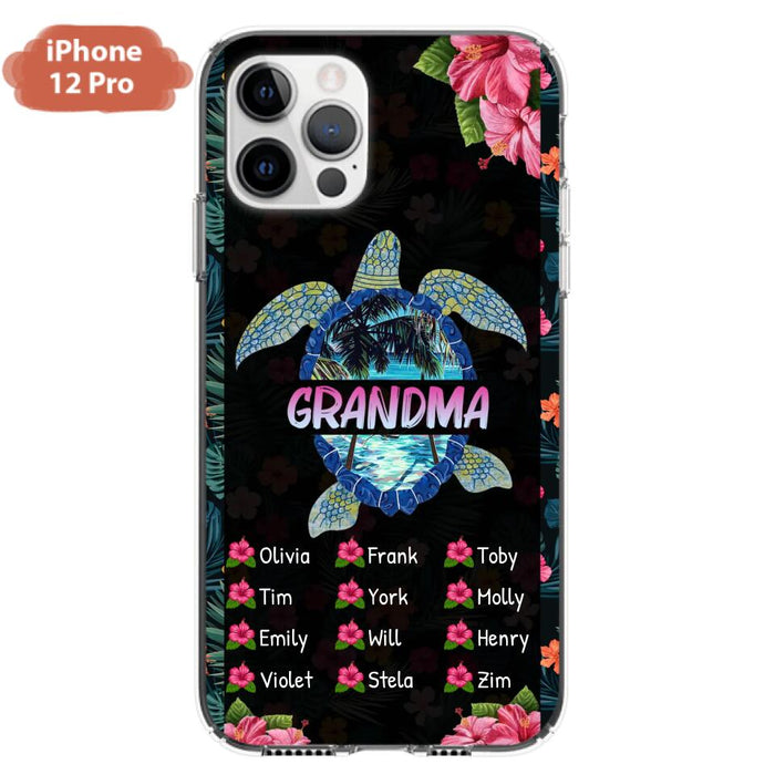 Custom Personalized Turtle Grandma iPhone/ Samsung Phone Case - Up to 12 Kid's Name - Mother's Day Gift Idea For Grandma