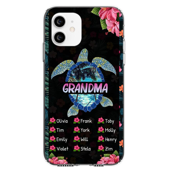 Custom Personalized Turtle Grandma iPhone/ Samsung Phone Case - Up to 12 Kid's Name - Mother's Day Gift Idea For Grandma