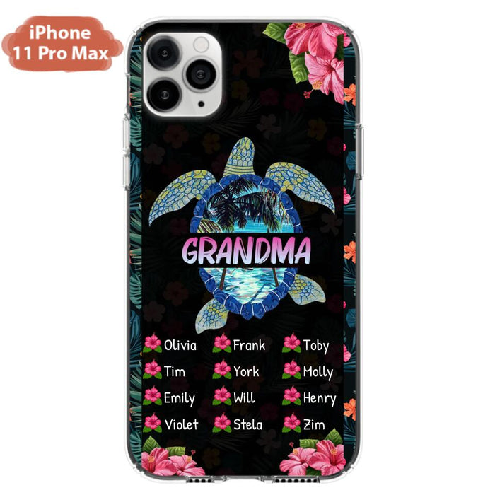 Custom Personalized Turtle Grandma iPhone/ Samsung Phone Case - Up to 12 Kid's Name - Mother's Day Gift Idea For Grandma