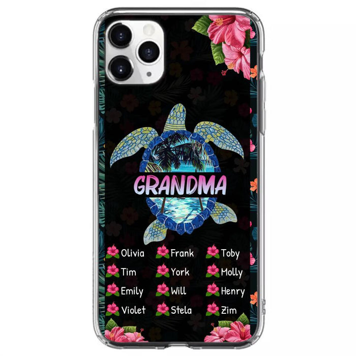 Custom Personalized Turtle Grandma iPhone/ Samsung Phone Case - Up to 12 Kid's Name - Mother's Day Gift Idea For Grandma