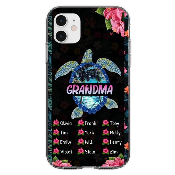 Custom Personalized Turtle Grandma iPhone/ Samsung Phone Case - Up to 12 Kid's Name - Mother's Day Gift Idea For Grandma