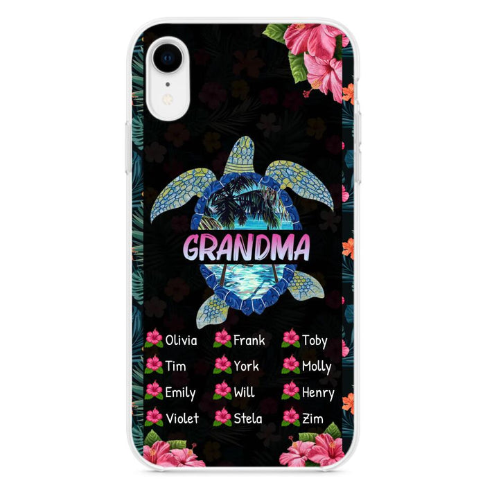 Custom Personalized Turtle Grandma iPhone/ Samsung Phone Case - Up to 12 Kid's Name - Mother's Day Gift Idea For Grandma