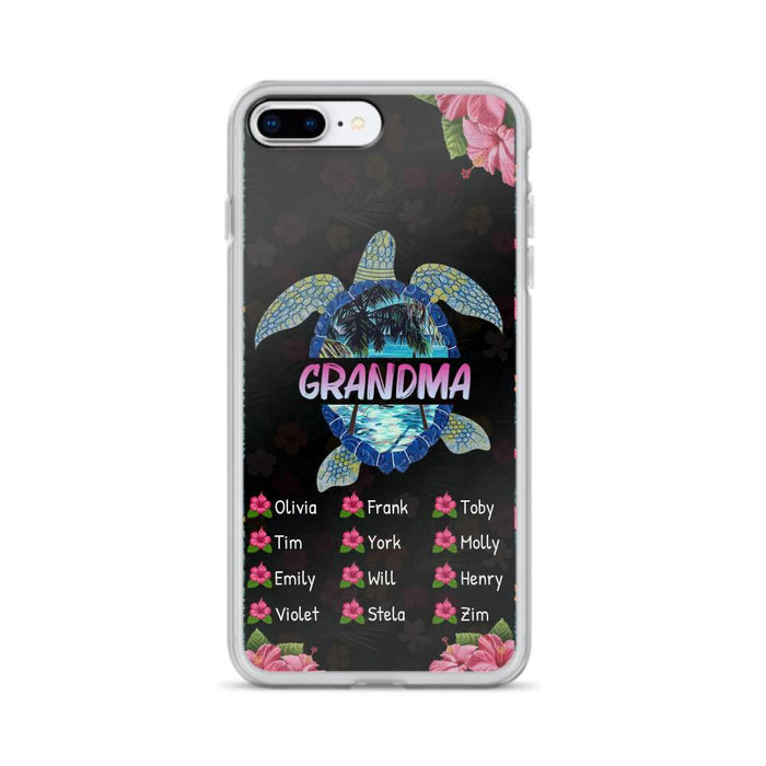 Custom Personalized Turtle Grandma iPhone/ Samsung Phone Case - Up to 12 Kid's Name - Mother's Day Gift Idea For Grandma