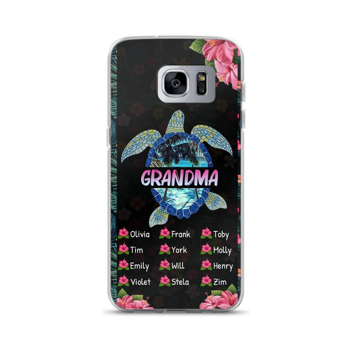 Custom Personalized Turtle Grandma iPhone/ Samsung Phone Case - Up to 12 Kid's Name - Mother's Day Gift Idea For Grandma