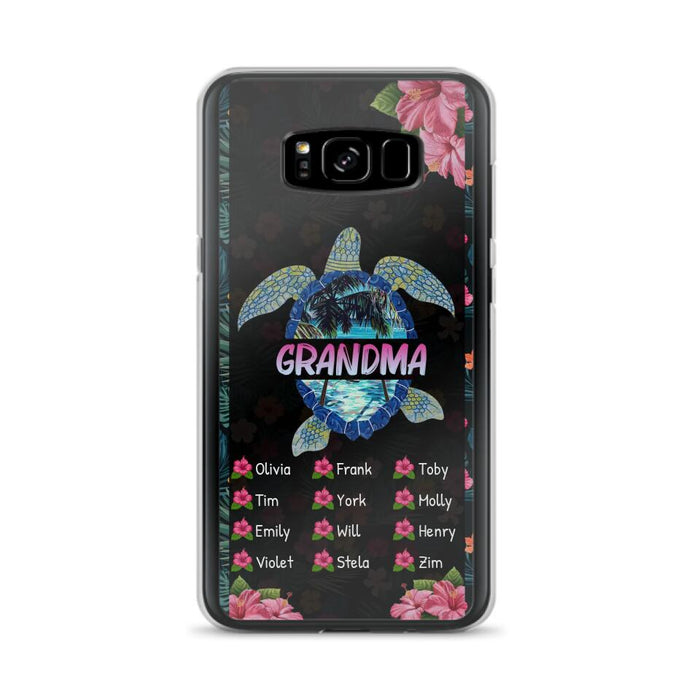 Custom Personalized Turtle Grandma iPhone/ Samsung Phone Case - Up to 12 Kid's Name - Mother's Day Gift Idea For Grandma