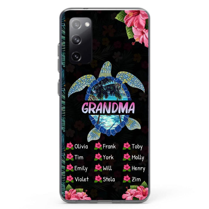 Custom Personalized Turtle Grandma iPhone/ Samsung Phone Case - Up to 12 Kid's Name - Mother's Day Gift Idea For Grandma