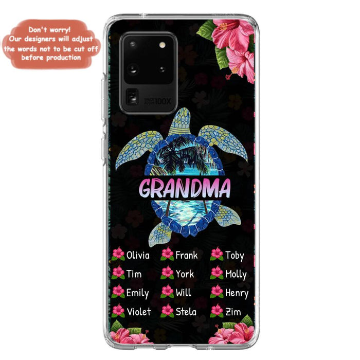 Custom Personalized Turtle Grandma iPhone/ Samsung Phone Case - Up to 12 Kid's Name - Mother's Day Gift Idea For Grandma