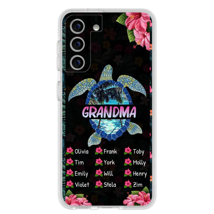 Custom Personalized Turtle Grandma iPhone/ Samsung Phone Case - Up to 12 Kid's Name - Mother's Day Gift Idea For Grandma