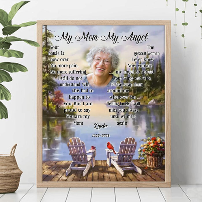 Custom Personalized Memorial Photo Poster - Gift Idea For Mother's Day/Wife - My Mom/Wife My Angel