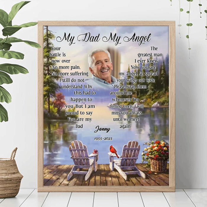 Custom Personalized Memorial Photo Poster - Gift Idea For Father's Day/Husband - My Dad/Husband My Angel