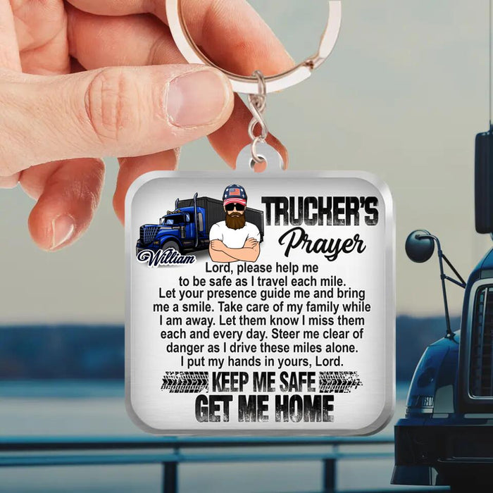 Custom Personalized Trucker's Prayer Acrylic Keychain - Gift Idea For Father's Day/Truckers - Lord Please Help Me To Be Safe As I Travel Each Mile