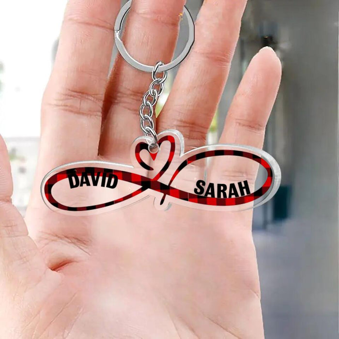 Custom Personalized Couple Infinity Love Acrylic Keychain - Gift Idea For Couple