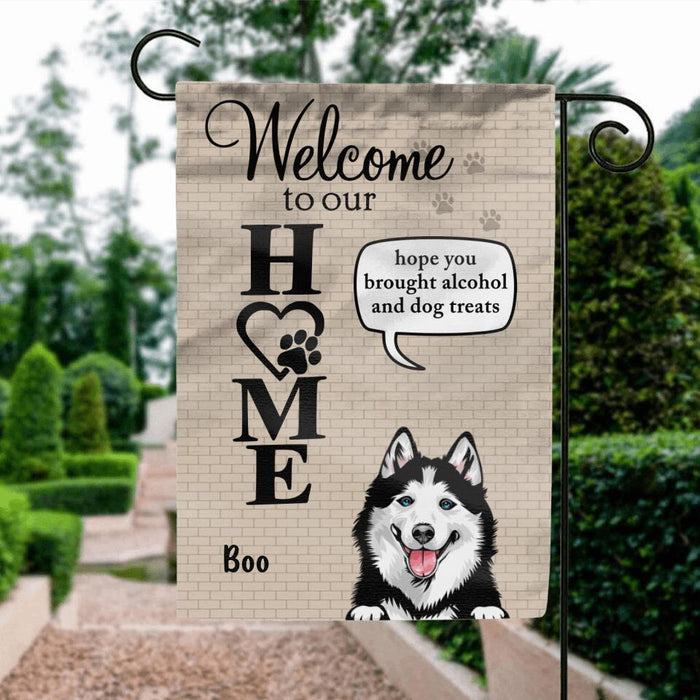 Custom Personalized Pet Flag - Upto 6 Dogs/Cats - Mother's Day Gift for Dog/Cat Owners - Welcome To Our Home