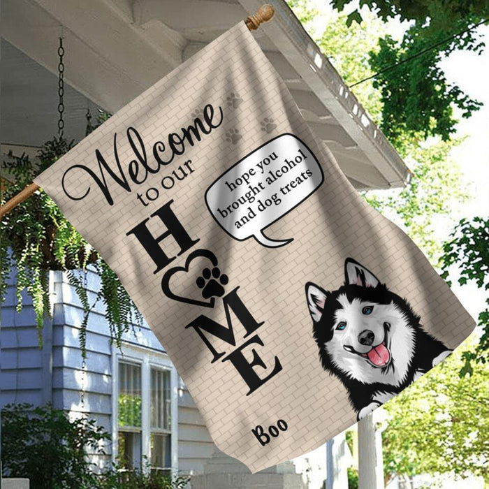 Custom Personalized Pet Flag - Upto 6 Dogs/Cats - Mother's Day Gift for Dog/Cat Owners - Welcome To Our Home